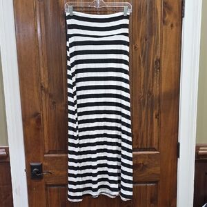 Living Doll Black and White Striped Maxi Skirt